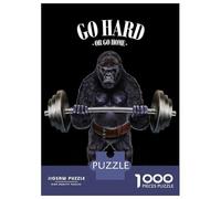 1000 Pieces Jigsaws Adults Puzzles Gorilla Weightlifting Puzzle for Adults Brain Teaser Game Pattern Assembly Difficult And Challenge 38x26cm/1000pcs