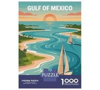 1000 Pieces Jigsaws Adults Puzzles Gulf of Mexico Sailing Illustration Puzzle for Adults Anti-Stress Toys Pattern Assembly Parent-child Interaction 70x50cm/1000pcs