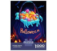 1000 Pieces Jigsaws Adults Puzzles Halloween Candy Bag Pumpkins Adult Jigsaw Brain Teaser Game Presents for Women Parent-child Interaction 70x50cm/1000pcs