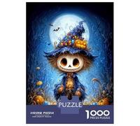 1000 Pieces Jigsaws Adults Puzzles Halloween Scarecrow with Witch Hat Puzzle for Adults Anti-Stress Toys Pattern Assembly Parent-child Interaction 52x38cm/1000pcs