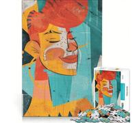 1000 Pieces Jigsaws Adults Puzzles Happy Redheaded Woman, Educational Game, Difficult Hard, Birthday And Unique Gifts 50X75CM