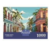 1000 Pieces Jigsaws Adults Puzzles Havana Street Scene Jigsaw for Adults Brain Teaser Game Analysis And Logic Unique Gifts for Birthday And Christmas 52x38cm/1000pcs