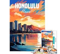1000 Pieces Jigsaws Adults Puzzles Hawaii Honolulu Fun Activities at Home A Work of Art Brain Teaser Game for Ages 14 And over (38X26CM)