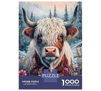 1000 Pieces Jigsaws Adults Puzzles Highland Cow in Winter Puzzle for Adults Brain Teaser Game Pattern Assembly Difficult And Challenge 52x38cm/1000pcs