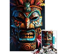 1000 Pieces Jigsaws Adults Puzzles Indigenous Tiki Tribe Mask Jigsaw for Adults Relaxing Games Perfect Decoration Parent-child Interaction (Size 50x75cm)