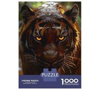 1000 Pieces Jigsaws Adults Puzzles Intense Tiger Portrait with Glowing Eyes Jigsaw for Adults Brain Teaser Game Analysis And Logic Unique Gifts for Birthday And Christmas 38x26cm/1000pcs