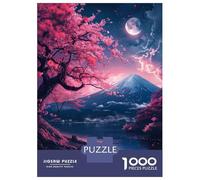 1000 Pieces Jigsaws Adults Puzzles Japan Mount Fuji at Night Jigsaws for Adults Toy Wall Decor Hand Speed Race Unique Gifts for Birthday And Christmas 38x26cm/1000pcs