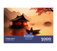 1000 Pieces Jigsaws Adults Puzzles Japanese Sunset Boat Scene Puzzle for Adults Brain Teaser Game Analysis And Logic for Is Ideal As A Gift 70x50cm/1000pcs