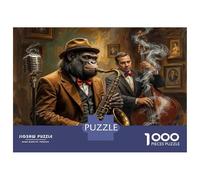 1000 Pieces Jigsaws Adults Puzzles Jazz Band Monkey Art Print Puzzle for Adults Brain Teaser Game Analysis And Logic for Is Ideal As A Gift 52x38cm/1000pcs