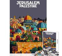 1000 Pieces Jigsaws Adults Puzzles Jerusalem Palestine Poster Anti-Stress Toys Gift Birthday Impossible Game with Fully Interlocking Randomly Shaped Pieces size 38x26cm
