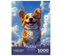 1000 Pieces Jigsaws Adults Puzzles Joyful Corgi in Flowers Jigsaw for Adults Fun Games Staycation Kill Time Unique Gifts for Birthday And Christmas 70x50cm/1000pcs