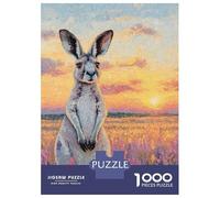 1000 Pieces Jigsaws Adults Puzzles Kangaroo in A Field at Sunset Puzzles for Adults Family Game Stress Reliever Difficult And Challenge 38x26cm/1000pcs