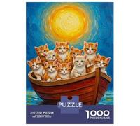 1000 Pieces Jigsaws Adults Puzzles Kittens in A Boat Painting Jigsaw for Adults Brain Teaser Game Analysis And Logic Unique Gifts for Birthday And Christmas 70x50cm/1000pcs