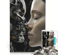 1000 Pieces Jigsaws Adults Puzzles Lady And The Mechanical Robot Faces Educational Games Home Art Decor Artists' Collection Fine Arts 38x26cm