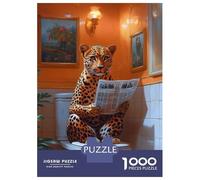 1000 Pieces Jigsaws Adults Puzzles Leopard Reading Newspaper Toilet Puzzles for Adults Family Game Stress Reliever Difficult And Challenge 70x50cm/1000pcs