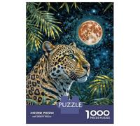 1000 Pieces Jigsaws Adults Puzzles Leopard Under The Moon Puzzle for Adults Anti-Stress Toys Pattern Assembly Parent-child Interaction 38x26cm/1000pcs