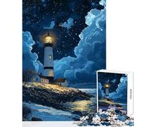 1000 Pieces Jigsaws Adults Puzzles Lighthouse Under Starry Sky Jigsaw 1000 Pieces Practical Game Great Gifts And Toys Presents for Women (50x75cm)