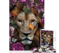 1000 Pieces Jigsaws Adults Puzzles Lion And Flowers Educational Game Pattern Assembly Anti-Stress Toys Great Gifts for Gaming (38X52CM)