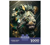 1000 Pieces Jigsaws Adults Puzzles Lion Geometric Abstract Puzzle for Adults Relax Games Birthday Present Parent-child Interaction 52x38cm/1000pcs
