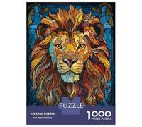 1000 Pieces Jigsaws Adults Puzzles Lion Head Stained Glass Jigsaws for Adults Toy Wall Decor Hand Speed Race Unique Gifts for Birthday And Christmas 38x26cm/1000pcs