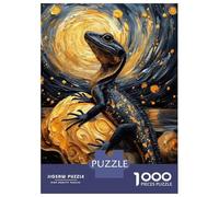1000 Pieces Jigsaws Adults Puzzles Lizard on Golden Rock, Starry Night Jigsaw for Adults Brain Teaser Game Analysis And Logic Unique Gifts for Birthday And Christmas 52x38cm/1000pcs