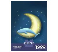 1000 Pieces Jigsaws Adults Puzzles Lonely Whale And Moon Puzzle for Adults Anti-Stress Toys Pattern Assembly Parent-child Interaction 38x26cm/1000pcs