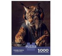 1000 Pieces Jigsaws Adults Puzzles Lynx DJ Puzzle for Adults Anti-Stress Toys Pattern Assembly Parent-child Interaction 70x50cm/1000pcs