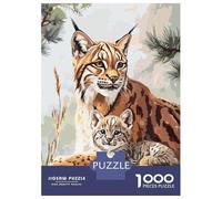 1000 Pieces Jigsaws Adults Puzzles Lynx Family Minimalist Puzzle for Adults Anti-Stress Toys Pattern Assembly Parent-child Interaction 38x26cm/1000pcs