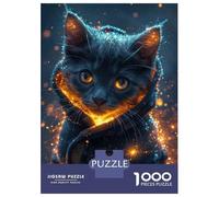1000 Pieces Jigsaws Adults Puzzles Magical Grey Cat Glowing Jigsaw for Adults Fun Games Staycation Kill Time Unique Gifts for Birthday And Christmas 52x38cm/1000pcs