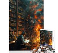 1000 Pieces Jigsaws Adults Puzzles Man Reading Amidst Fire Jigsaw Puzzle 1000 Brain Teaser Game Birthday Gifts for The Whole Family (38x26cm)