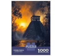 1000 Pieces Jigsaws Adults Puzzles Mayan Pyramid at Sunset Puzzles for Adults Family Game Stress Reliever Difficult And Challenge 38x26cm/1000pcs