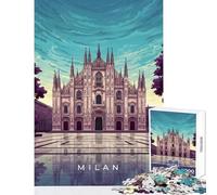 1000 Pieces Jigsaws Adults Puzzles Milan Cathedral Illustration Jigsaw Puzzle 1000 Brain Teaser Game Birthday Gifts for The Whole Family (38x26cm)