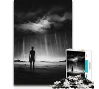 1000 Pieces Jigsaws Adults Puzzles Monochrome Figure Gazing at Distant Light Hand Speed Race Impossible Game for And from 14 Years And over (size 38x26cm)