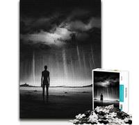 1000 Pieces Jigsaws Adults Puzzles Monochrome Figure Gazing at Distant Light Hand Speed Race Impossible Game for And from 14 Years And over (size 38x52cm)