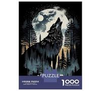 1000 Pieces Jigsaws Adults Puzzles Moonlit Howl Wolf Puzzle for Adults Relax Games Birthday Present Parent-child Interaction 38x26cm/1000pcs
