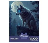 1000 Pieces Jigsaws Adults Puzzles Moonlit Wolf's Gaze Jigsaws for Adults Toy Wall Decor Hand Speed Race Unique Gifts for Birthday And Christmas 38x26cm/1000pcs