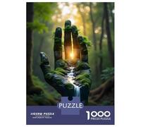 1000 Pieces Jigsaws Adults Puzzles Mossy Hand Waterfall in Forest Puzzle for Adults Relax Games Birthday Present Parent-child Interaction 38x26cm/1000pcs