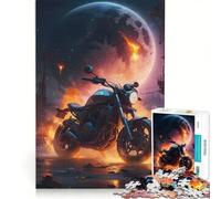 1000 Pieces Jigsaws Adults Puzzles Motorcycle Under A Burning Moon Educational Game Difficult Hard Birthday And Unique Gifts 50x75cm