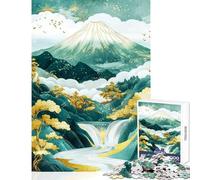 1000 Pieces Jigsaws Adults Puzzles Mount Fuji Gilded Cyan Dreams Art Educational Game Pattern Assembly Anti-Stress Toys Great Gifts for Gaming (38X26CM)
