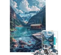 1000 Pieces Jigsaws Adults Puzzles Mountain Cabin by The Lake Learning Educational Toys Relax Games Tough Challenge Great Gifts And Toys (Size 50x75cm)