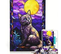 1000 Pieces Jigsaws Adults Puzzles Munchkin Cat Stained Educational Game Difficult Hard Birthday And Unique Gifts 38x52cm
