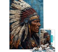 1000 Pieces Jigsaws Adults Puzzles Native American Chief Bust Jigsaw Puzzle Hands-on Game Staycation Kill Time Unique Gifts for Birthday And Christmas (Size 38x26cm)
