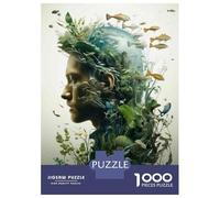 1000 Pieces Jigsaws Adults Puzzles Nature's Harmony Man with Fish And Plants Puzzle for Adults Relax Games Birthday Present Parent-child Interaction 38x26cm/1000pcs