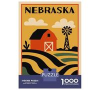 1000 Pieces Jigsaws Adults Puzzles Nebraska Farm Landscape Illustration Puzzles for Adults Family Game Presents for Women Unique Gifts for Birthday And Christmas 38x26cm/1000pcs