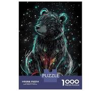1000 Pieces Jigsaws Adults Puzzles Neon Bear in Space Jigsaws for Adults Toy Wall Decor Hand Speed Race Unique Gifts for Birthday And Christmas 52x38cm/1000pcs