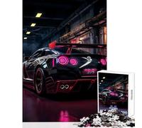 1000 Pieces Jigsaws Adults Puzzles Neon Garage Nissan GTR R Jigsaw Puzzles for Adults Stress Reliever Help The Brain Exercise Gifts for Friends And Family (38x26cm)