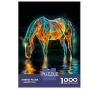 1000 Pieces Jigsaws Adults Puzzles Neon Horse Reflection Jigsaws for Adults Family Games But Fun And Humorous Unique Gifts for Birthday And Christmas 52x38cm/1000pcs