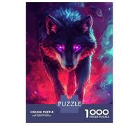 1000 Pieces Jigsaws Adults Puzzles Neon Wolf Aura Puzzles for Adults Family Game Presents for Women Unique Gifts for Birthday And Christmas 52x38cm/1000pcs