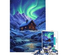 1000 Pieces Jigsaws Adults Puzzles Northern Lights Cabin Jigsaws for Adults Puzzle Analysis And Logic Difficult And Challenge Educational Family Game (Size 50x75cm)