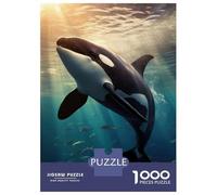 1000 Pieces Jigsaws Adults Puzzles Orca Whale Sunset Dive Puzzle for Adults Anti-Stress Toys Pattern Assembly Parent-child Interaction 70x50cm/1000pcs